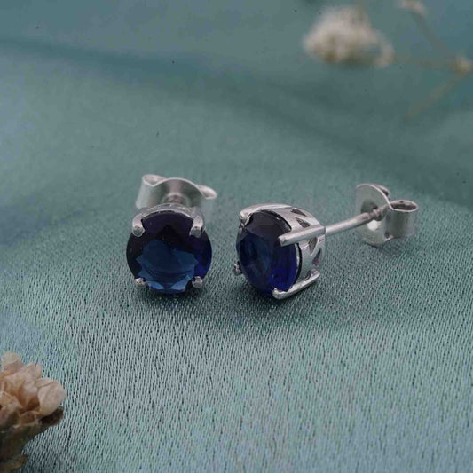 Silver Royal Blue Bloom Studs