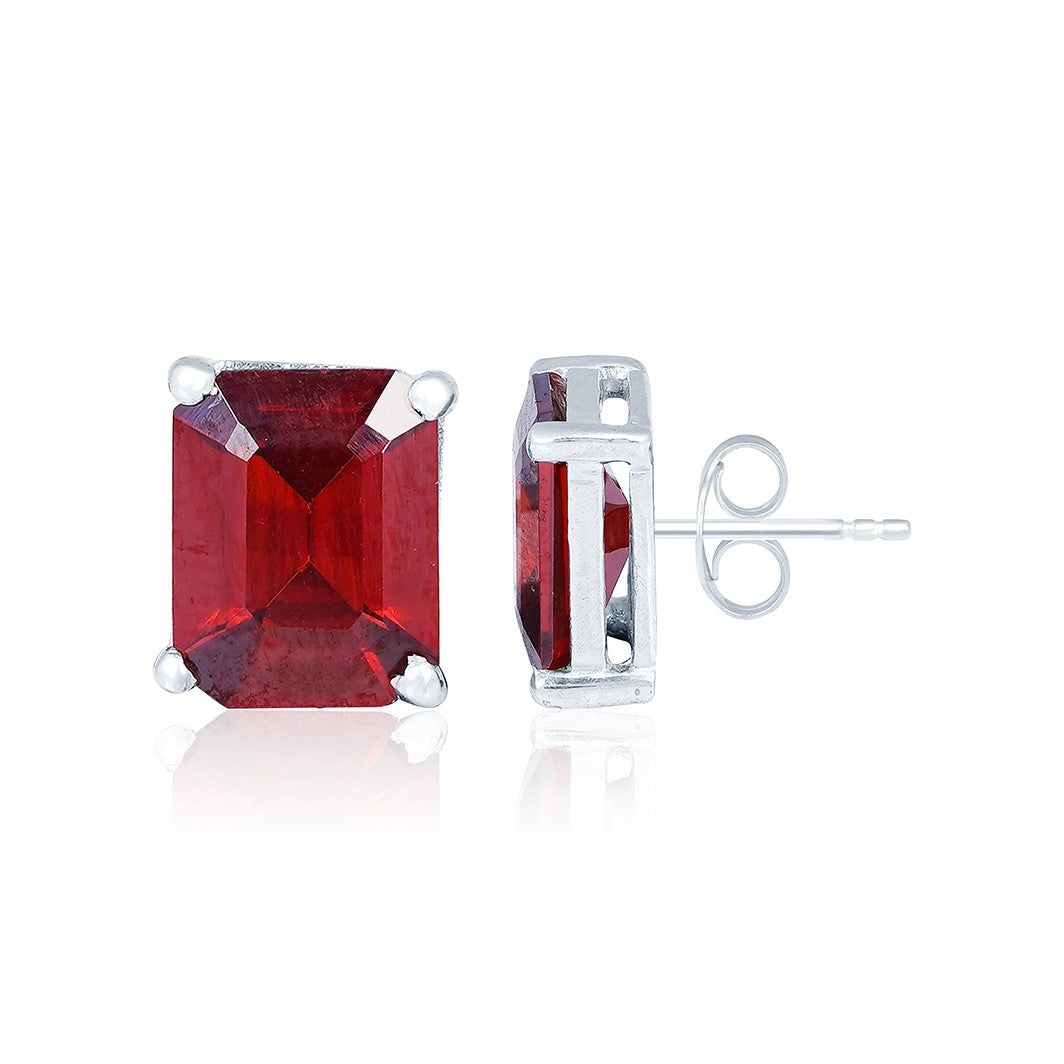 Silver Zircon Garnet Sunshine Stud