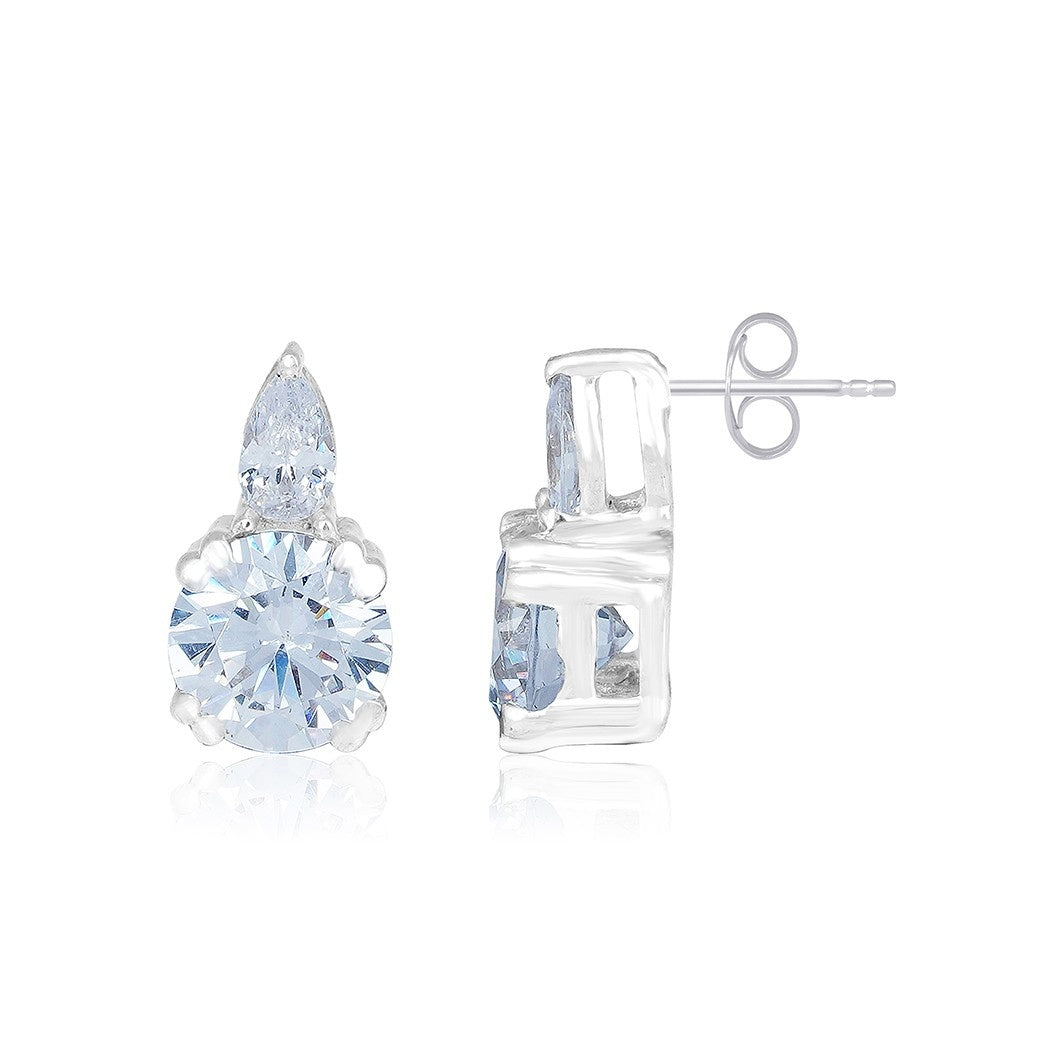 Silver Zircon Drizzle Stud Earrings