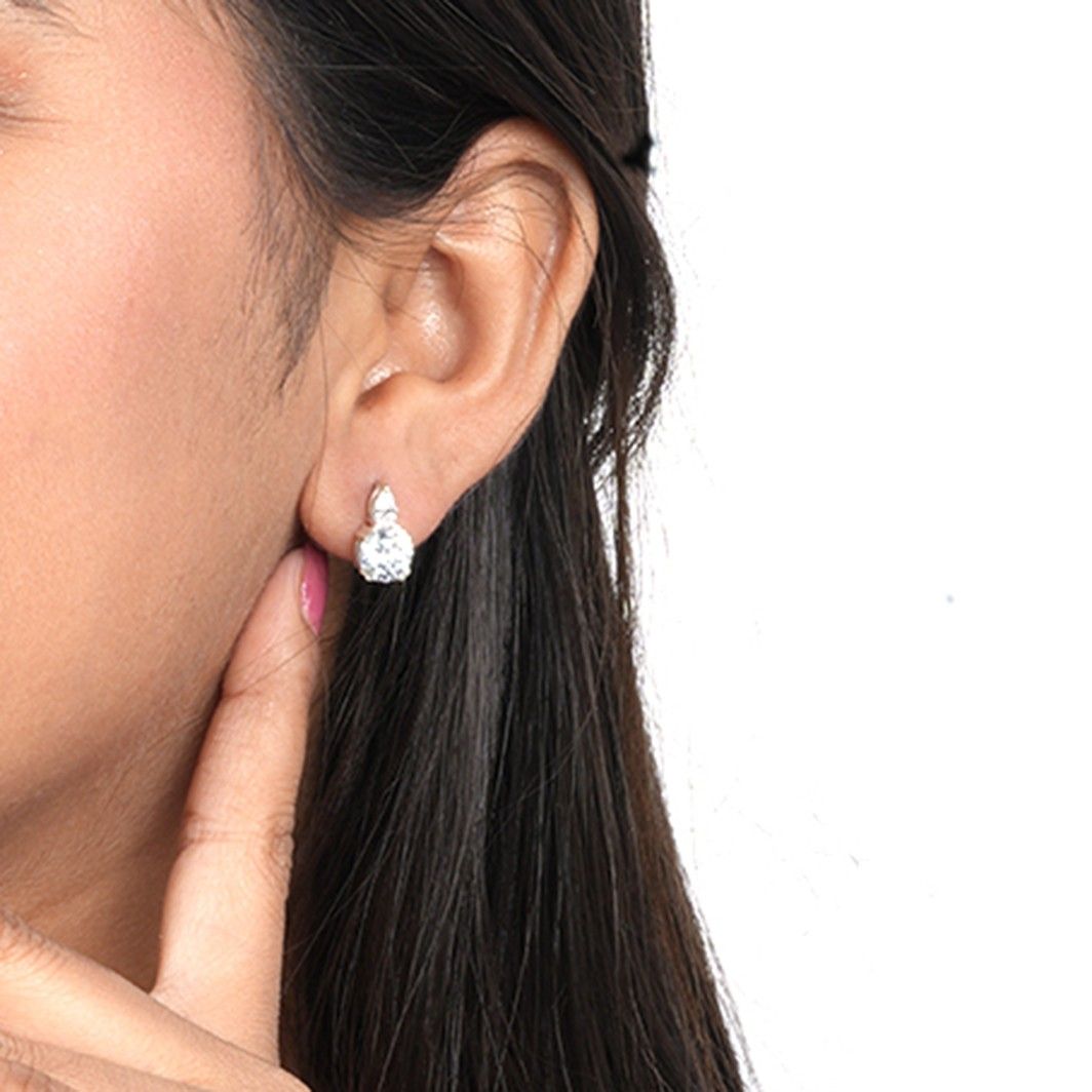 Silver Zircon Drizzle Stud Earrings