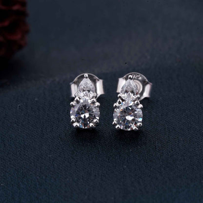 Silver Zircon Drizzle Stud Earrings