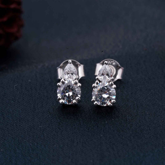 Silver Zircon Drizzle Stud Earrings