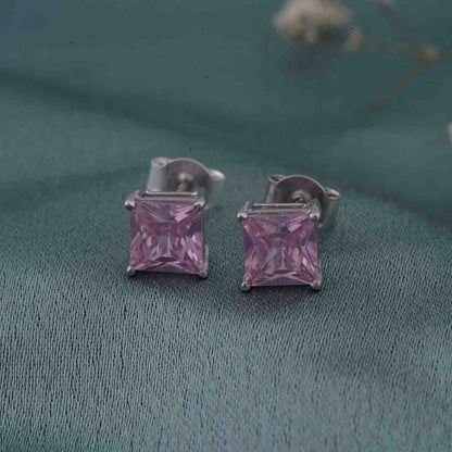 Silver Sapphire Charm Solitaire Studs