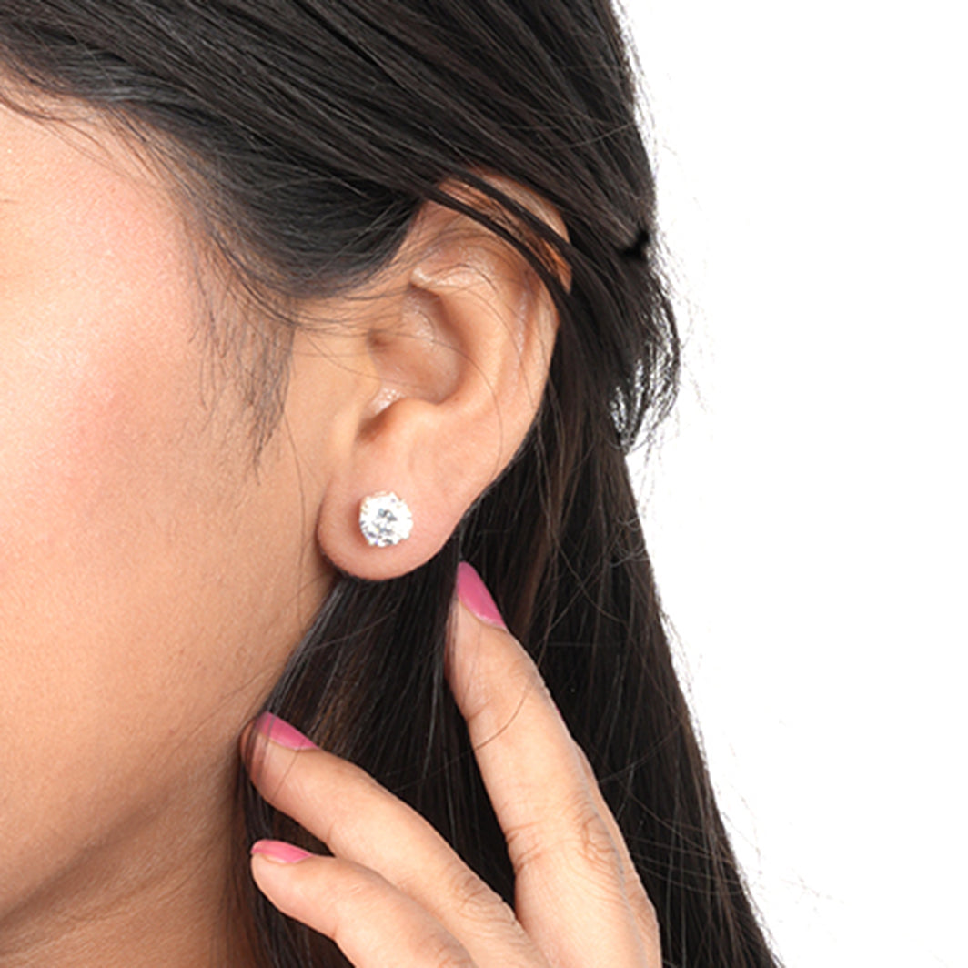 Silver Zircon Mini Stud Earrings