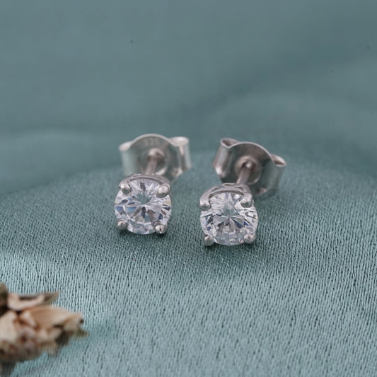 Silver Zircon Mini Stud Earrings