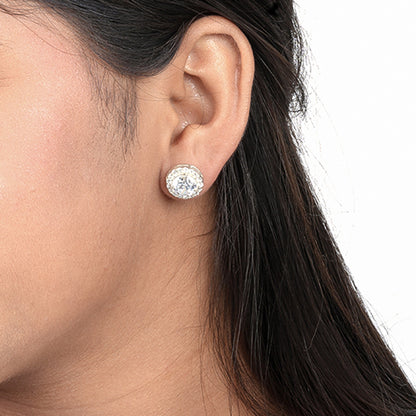 Sterling Silver Halo Stud Earrings