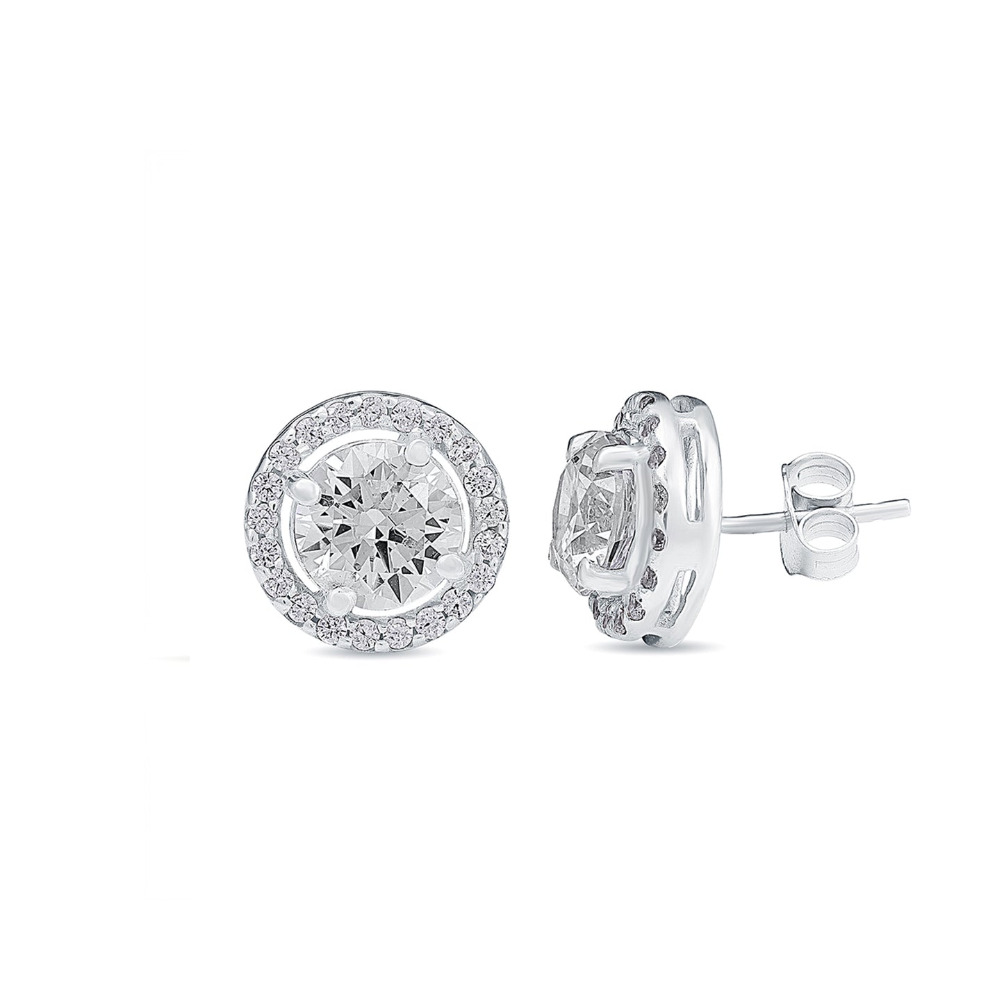 Sterling Silver Halo Stud Earrings