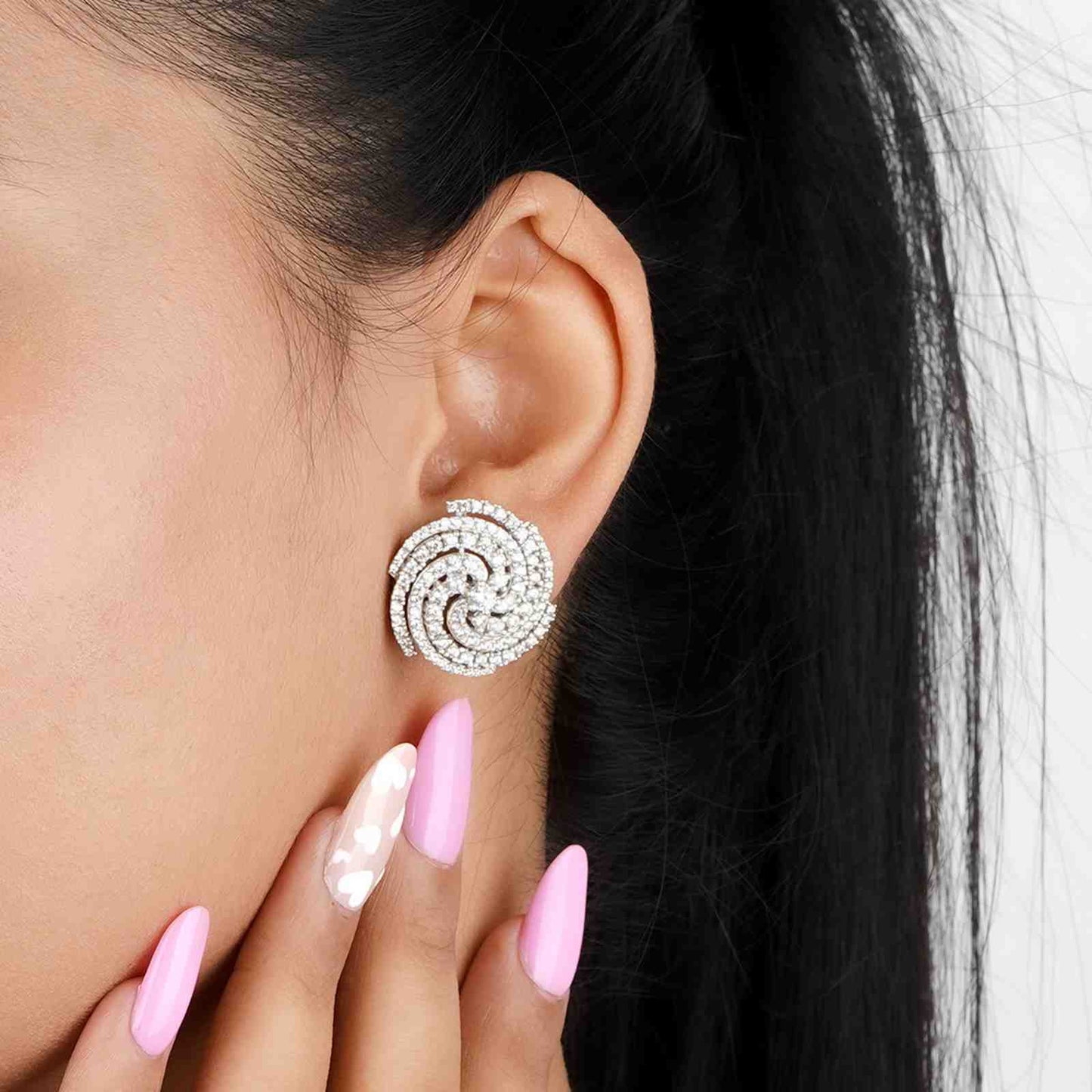 Silver Spiral Stud Earrings