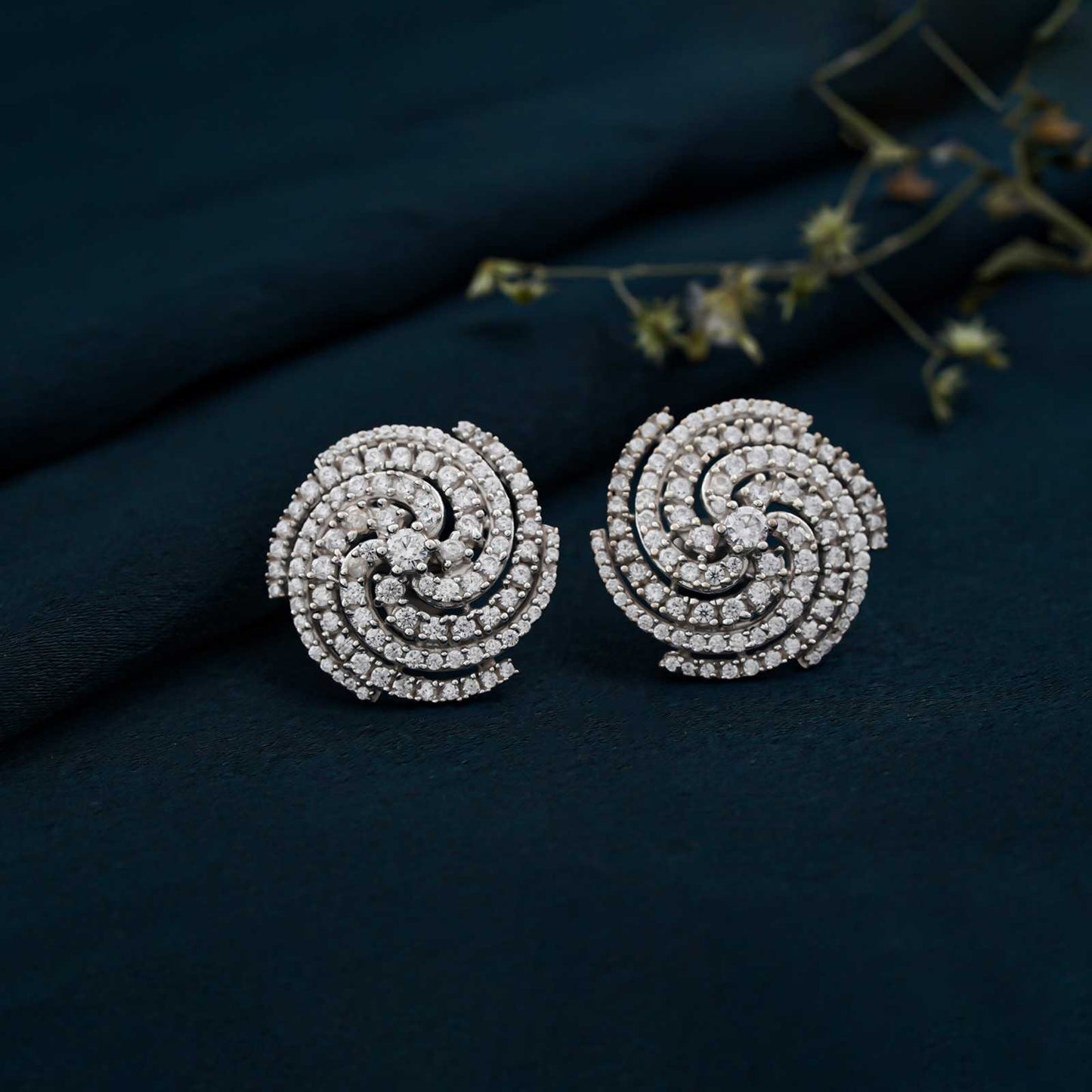 Silver Spiral Stud Earrings