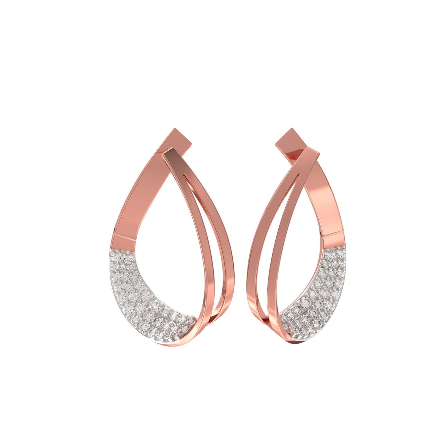 Rose Gold Cubic Zirconia Huggie Hoop Earrings