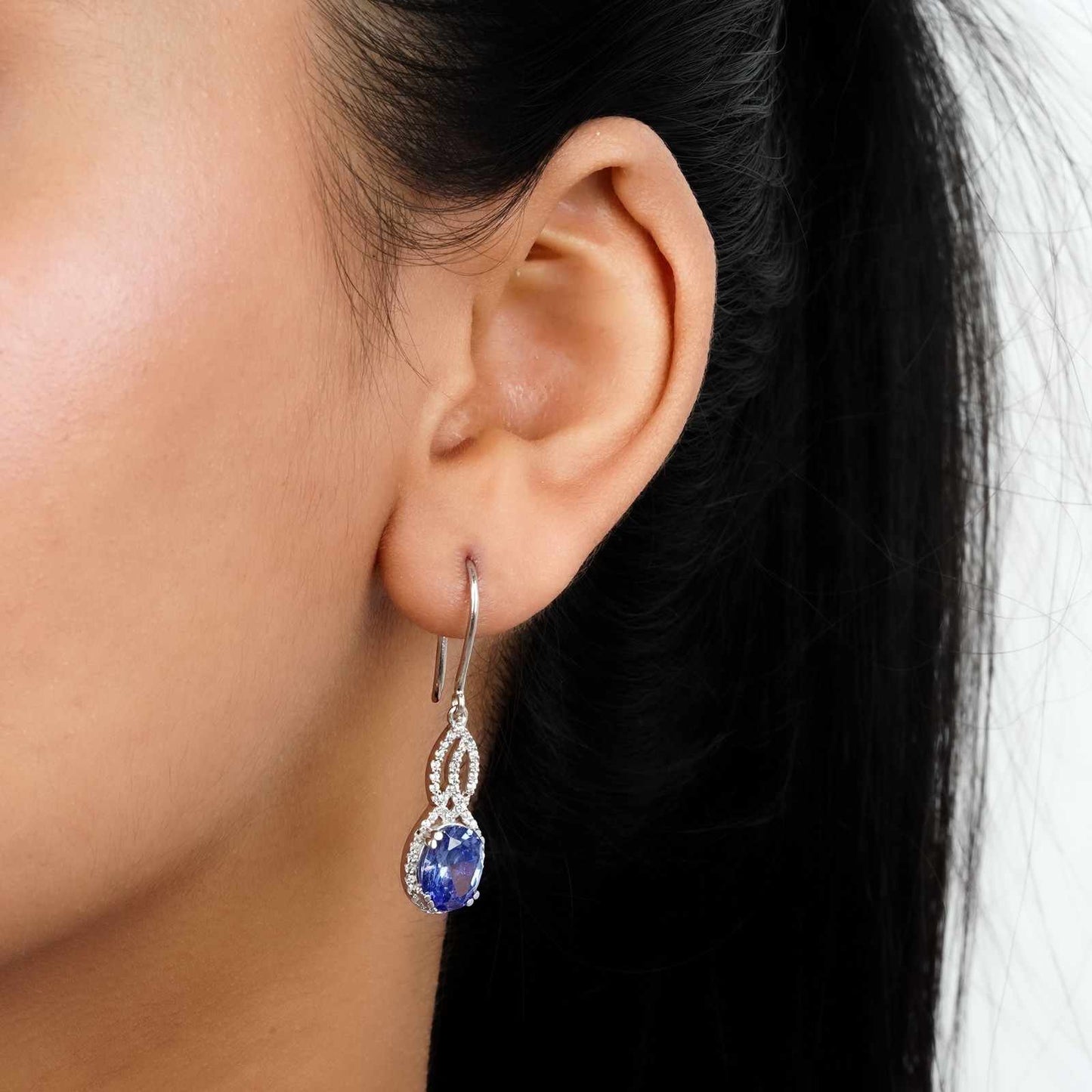 Silver Blue Night Dangle Earrings