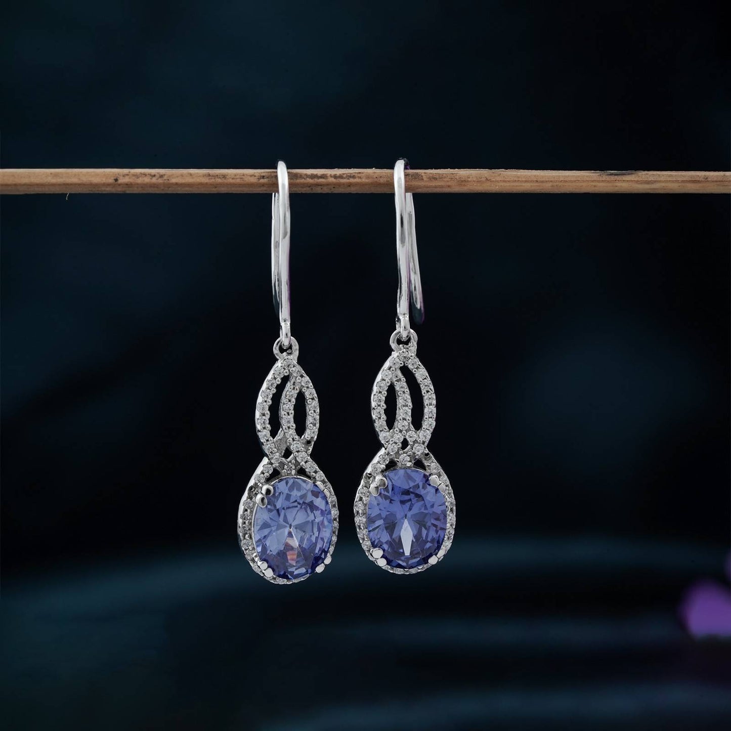 Silver Blue Night Dangle Earrings