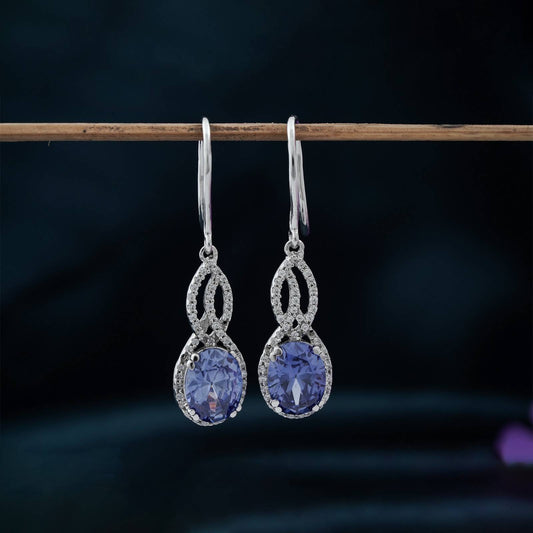 Silver Blue Night Dangle Earrings