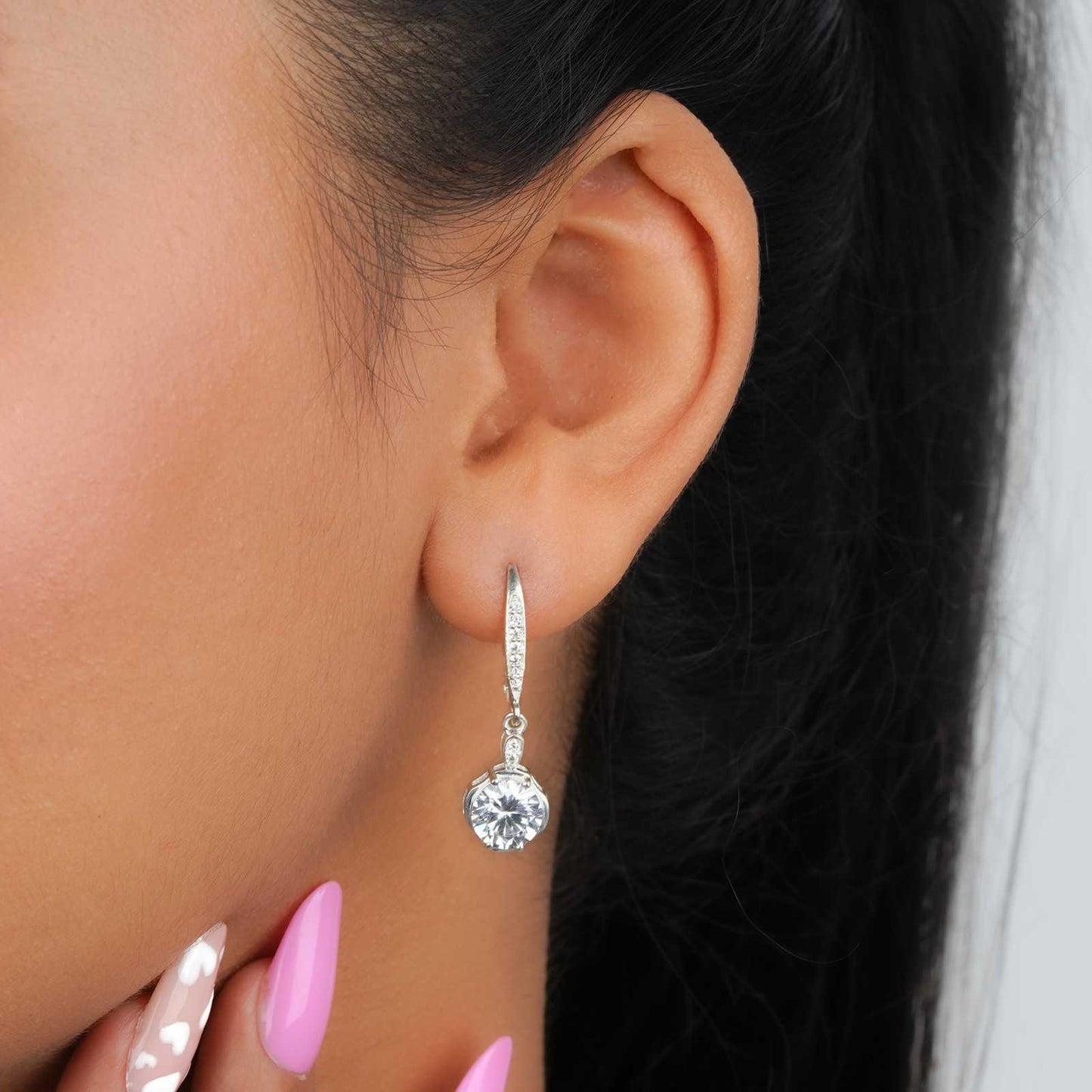 Silver Solitaire Classic Drop Earrings