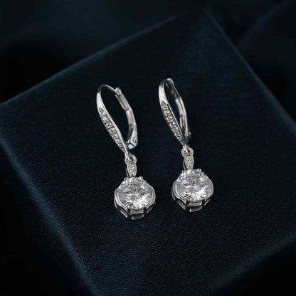 Silver Solitaire Classic Drop Earrings