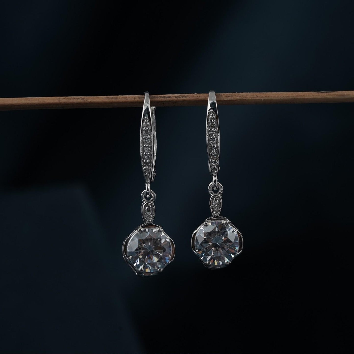 Silver Solitaire Classic Drop Earrings