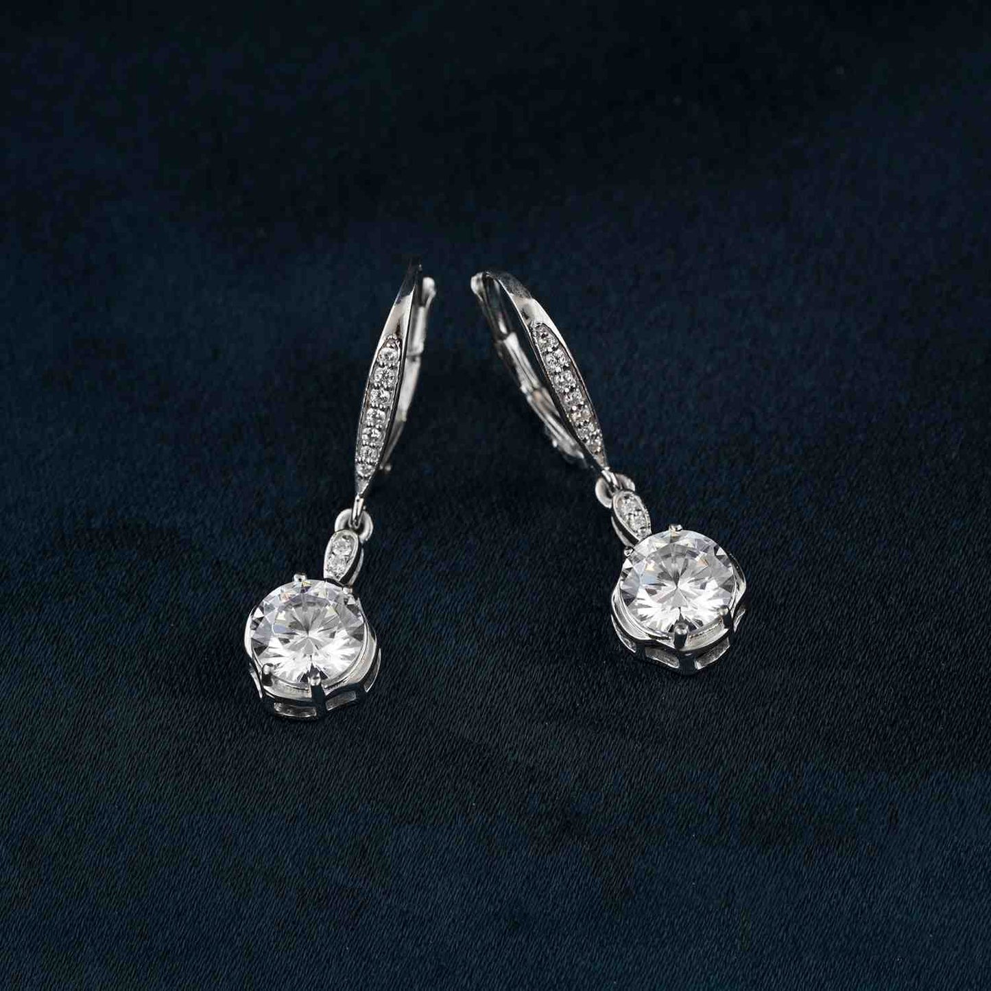 Silver Solitaire Classic Drop Earrings