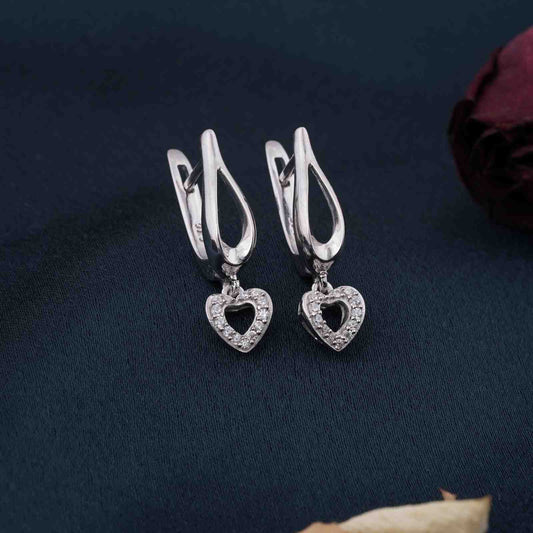 Sterling Silver Heart Drop Silver Earrings