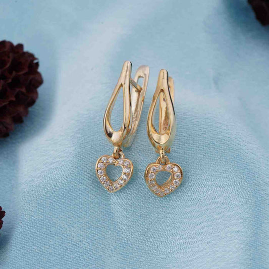 Sterling Silver Heart Drop Gold Earrings