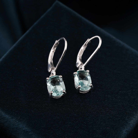 Silver Aqua Blue Drop Earrings