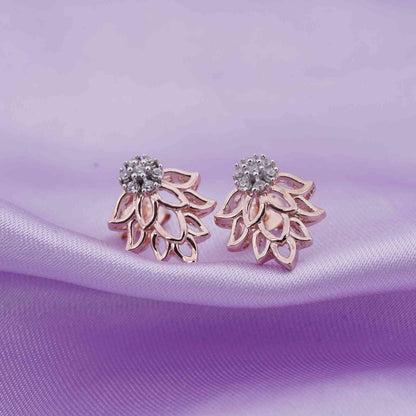 Rose Gold Lotus Stud Earrings