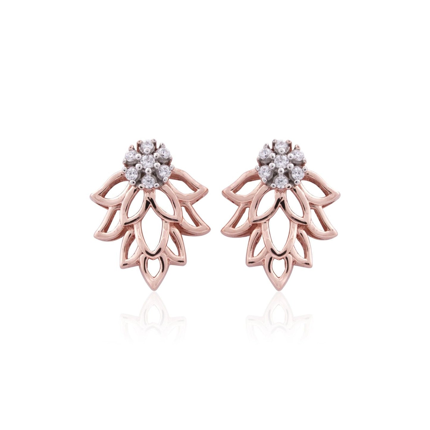 Rose Gold Lotus Stud Earrings