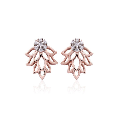 Rose Gold Lotus Stud Earrings