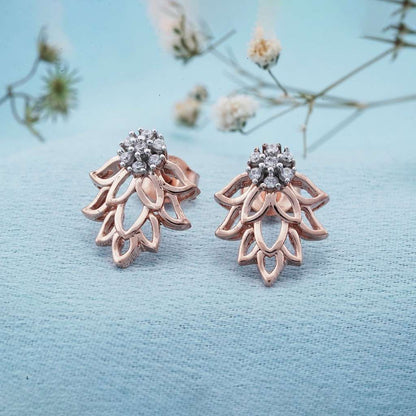 Rose Gold Lotus Stud Earrings