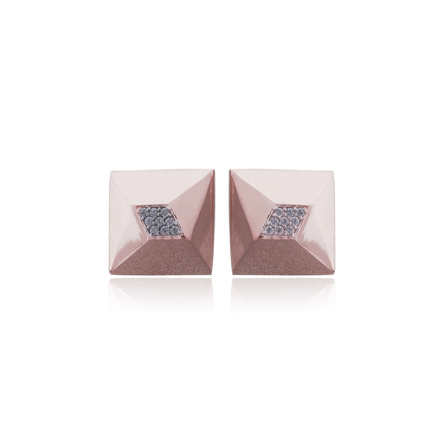 Rose Gold Pyramid Stud Earrings