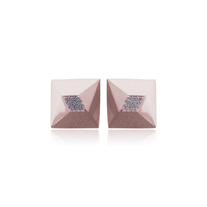 Rose Gold Pyramid Stud Earrings