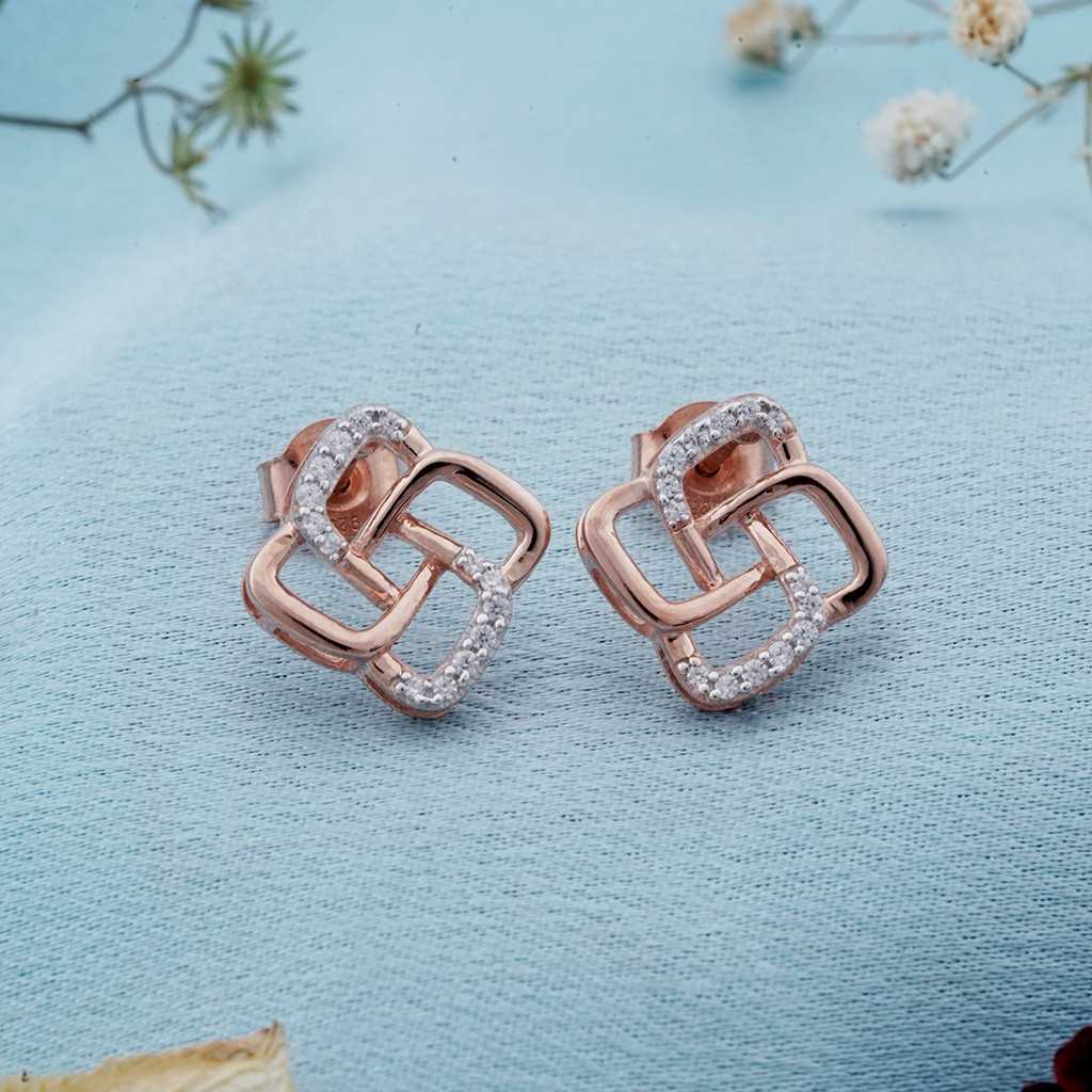 Rose Gold Zircon Studded Cadmus Earring