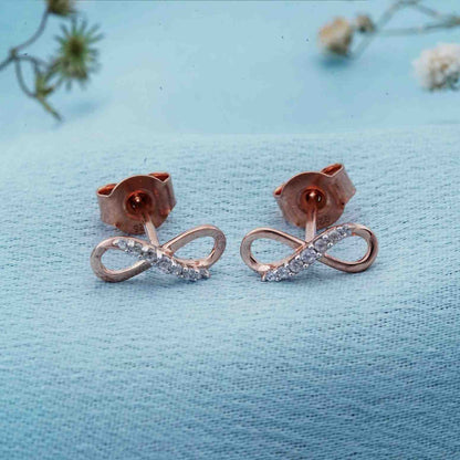 Rose Gold Infinity Stud Earrings