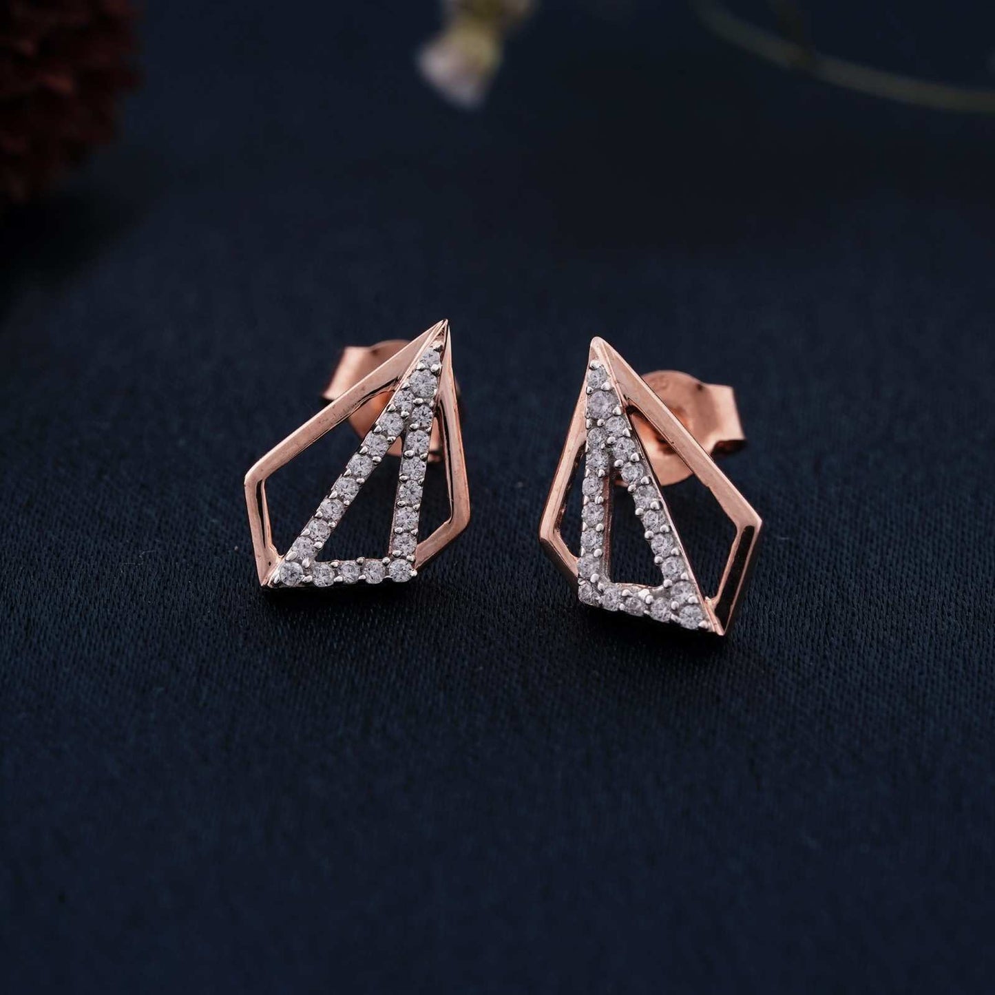 Rose Gold Triangular Earrings