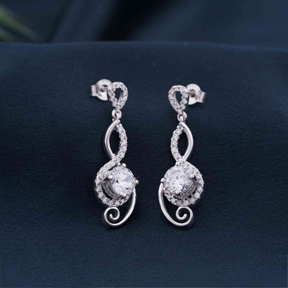 Silver Round Infinity Bold Drop Earrings