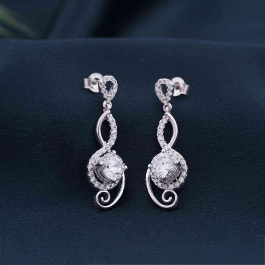 Silver Round Infinity Bold Drop Earrings