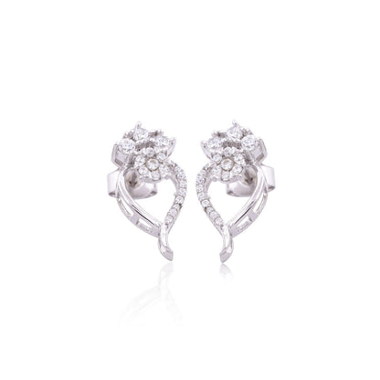 Silver Open Heart Zircon Stud Earrings