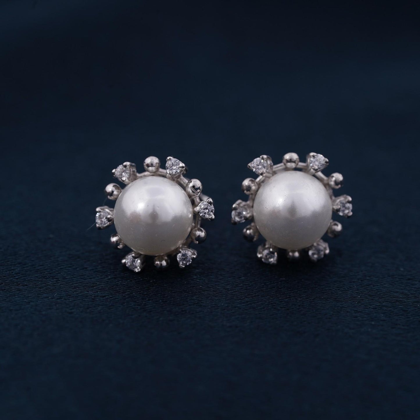 Silver Pearl Petal Earrings