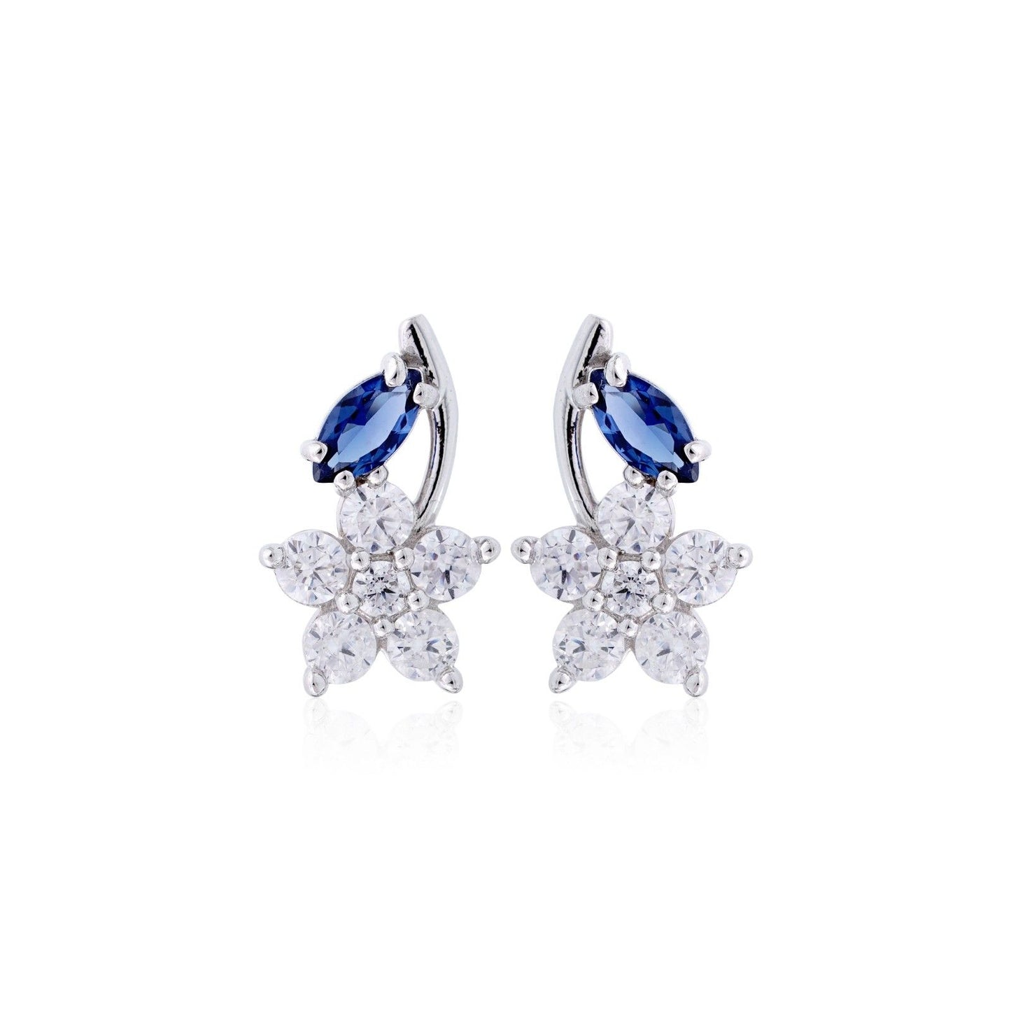 Silver Sapphire Blue Star Earrings