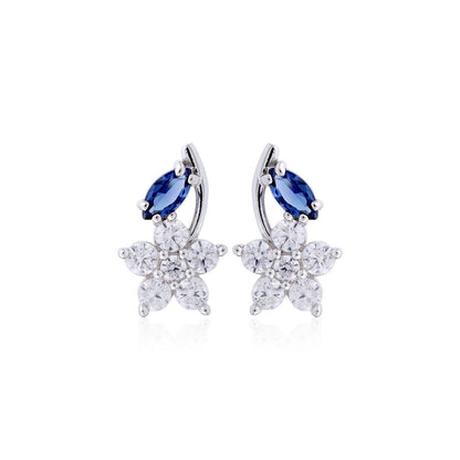 Silver Sapphire Blue Star Earrings