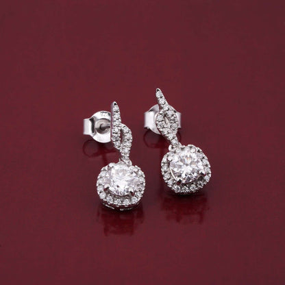 Silver Drizzle Halo Drop Earrings