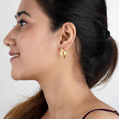 Golden Hip Hop Hoop Earrings