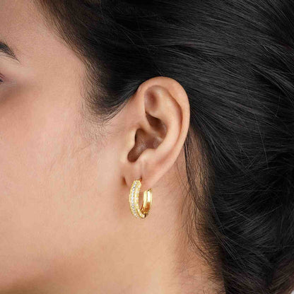 Golden Hip Hop Hoop Earrings