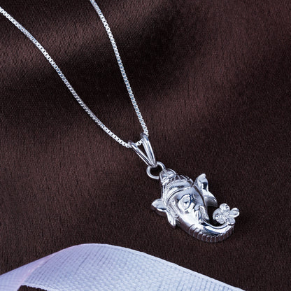 Silver Lord Bal Ganesha Face Pendant