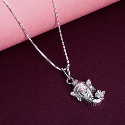 Silver Lord Bal Ganesha Face Pendant