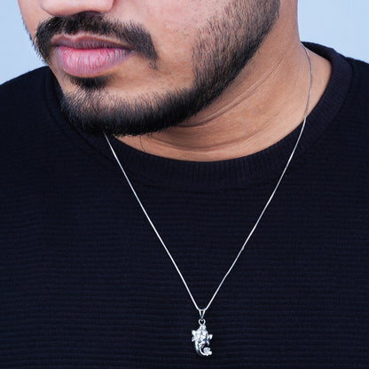 Silver Lord Bal Ganesha Face Pendant