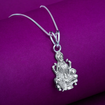 Silver Goddess Laxmi Pendant Blessing