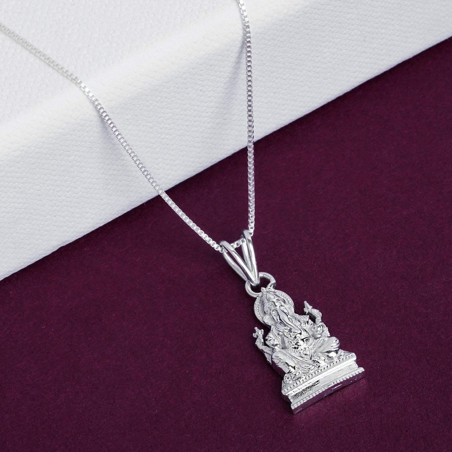 Silver God Ganesha Sitting Sterling Silver Pendant