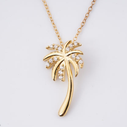 Golden Moissanite Palm Tree Pendant