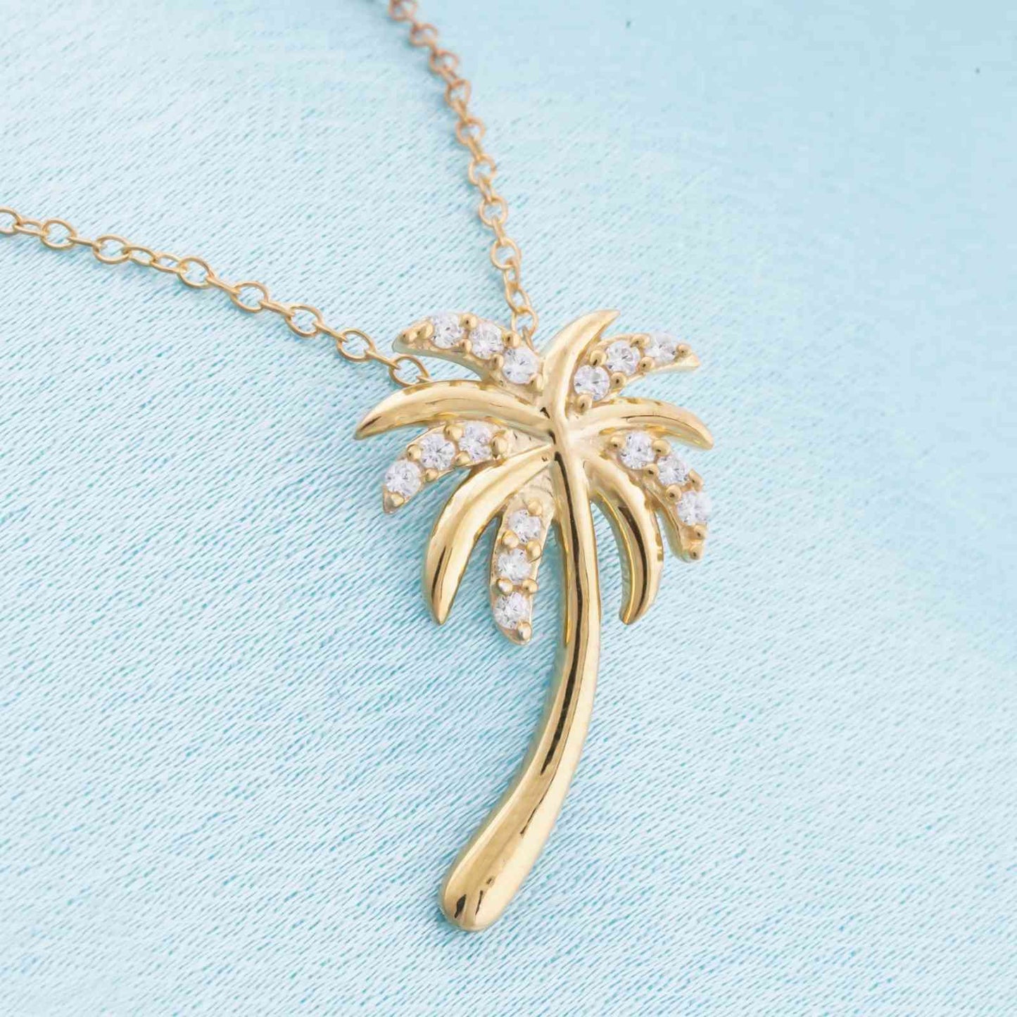 Golden Moissanite Palm Tree Pendant