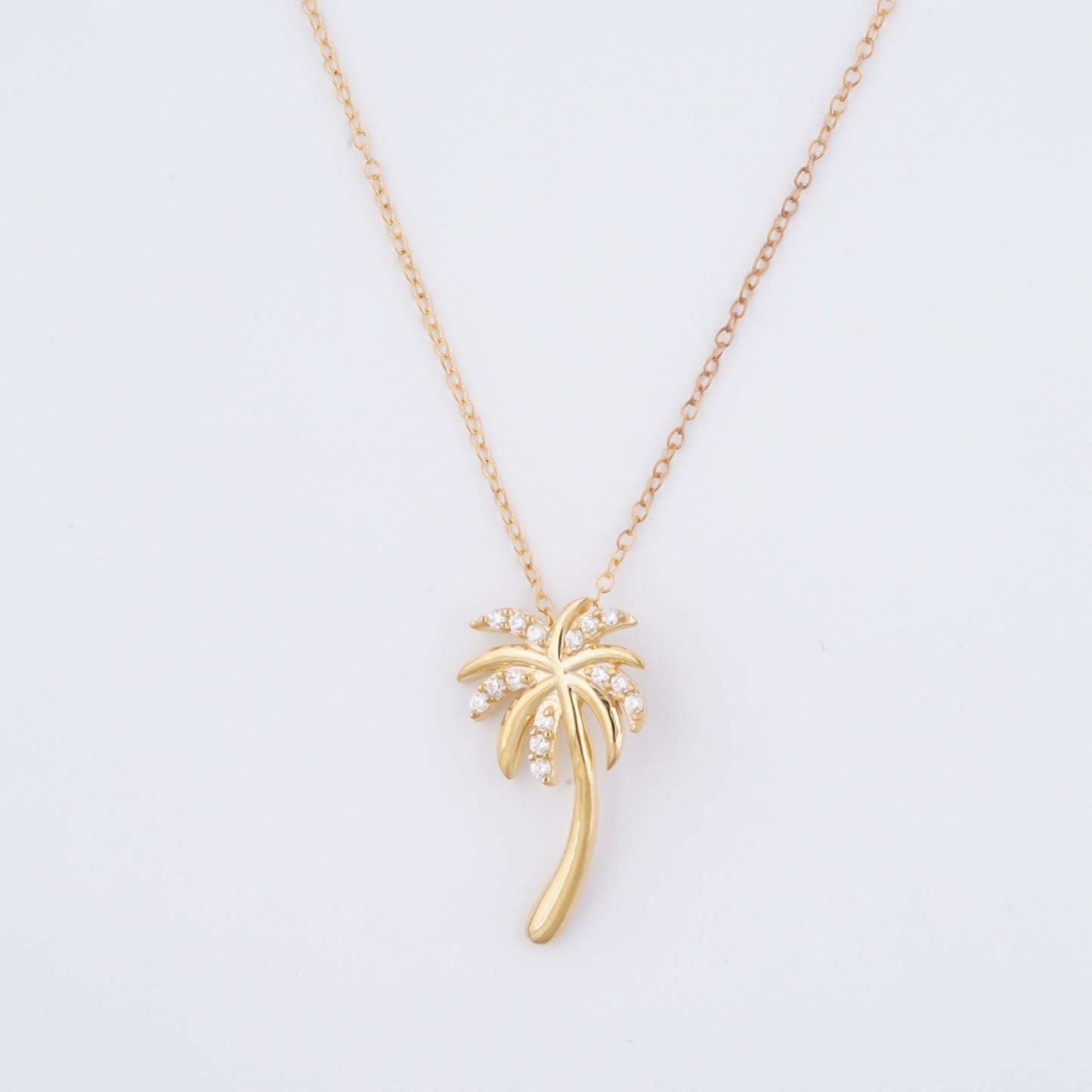 Golden Moissanite Palm Tree Pendant